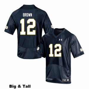 Notre Dame Fighting Irish Men's DJ Brown #12 Navy Under Armour Authentic Stitched Big & Tall College NCAA Football Jersey HWI2699VV